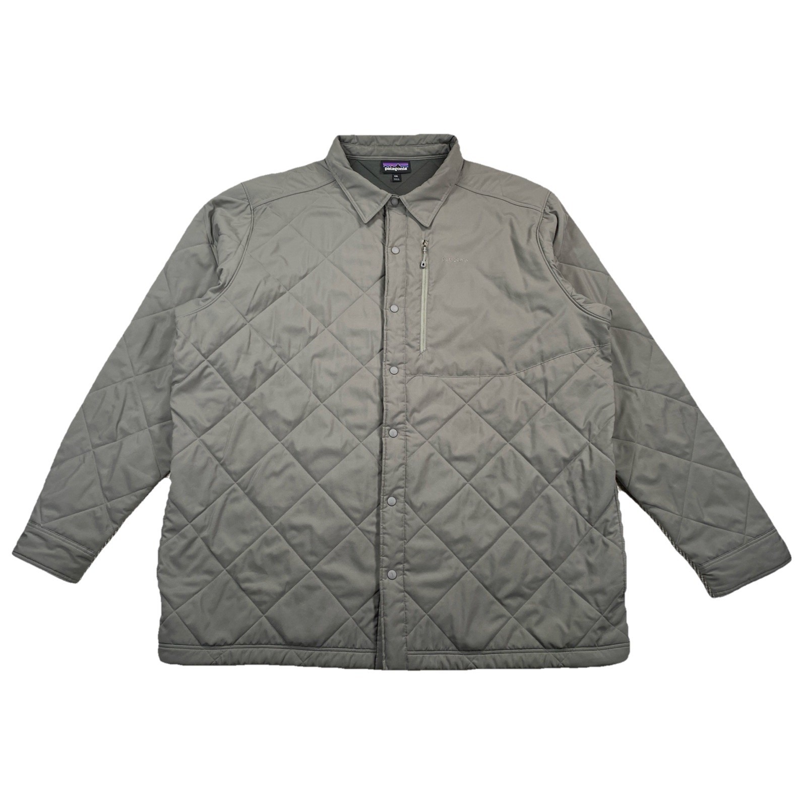 Patagonia Tough Puff Shirt Jacket Quilted Gray Snap Button Men's Xxl
